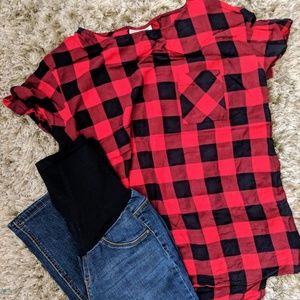 Liz Lang Maternity Buffalo Check Shirt Tunic